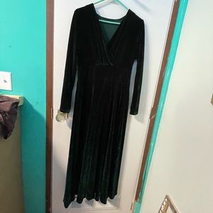 Dark green velvet dress